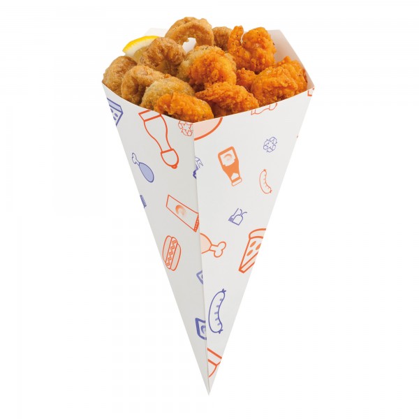 500 pz Contenitore a cono in cartoncino portapatatine 18,7x26,5 cm