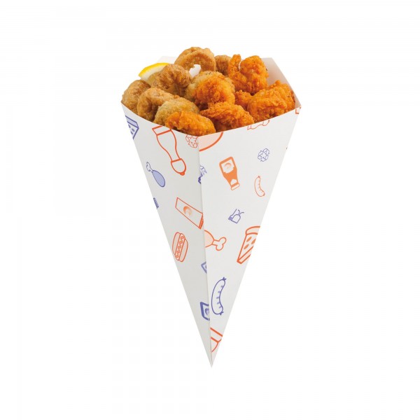 500 pz Contenitore a cono in cartoncino portapatatine 14,7x20,9 cm