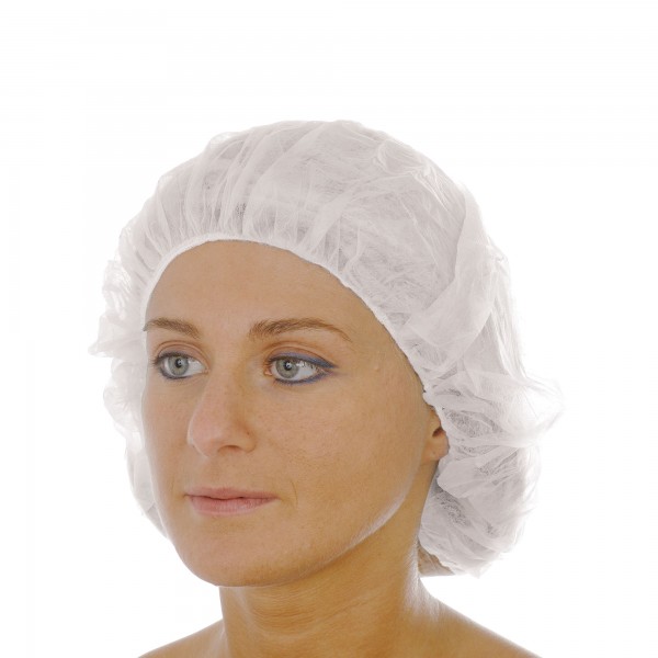 100 pz Cuffia monouso in tnt BOUFFANT CAP, XL, bianco