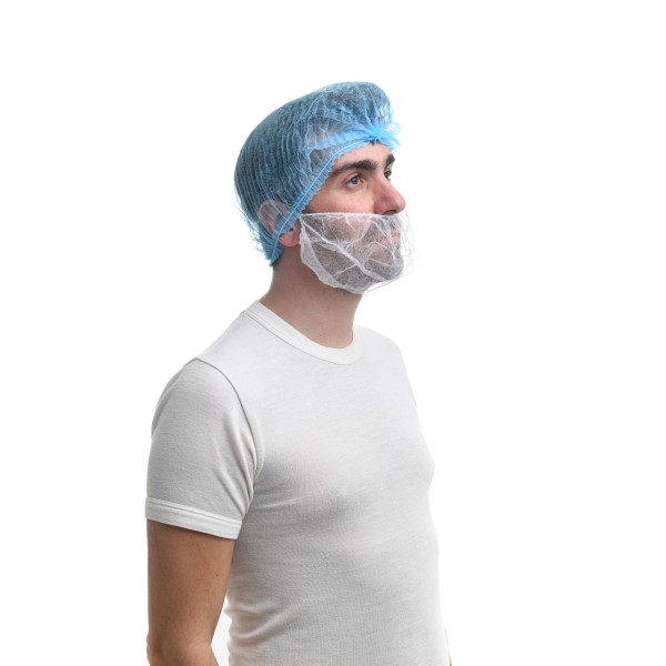 100 pz Coprbarba in TNT, con elastici, bianco