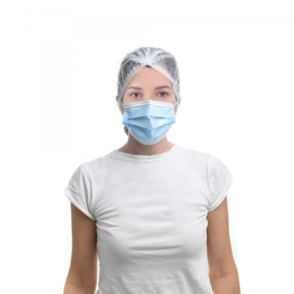 50 pz Mascherine in TNT, con elastici, 3 veli, azzurro