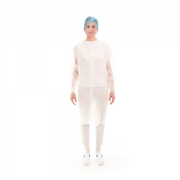 1 pz Camici monouso in TNT 30 gr/mq, XL, bianco, velcro