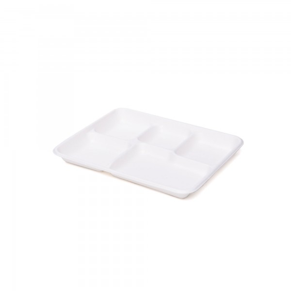 50 pz Vassoi in polpa di cellulosa 5 scoparti 26,5x21 cm