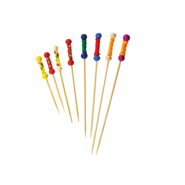 100 pz Spiedini in bamboo decorati 150mm