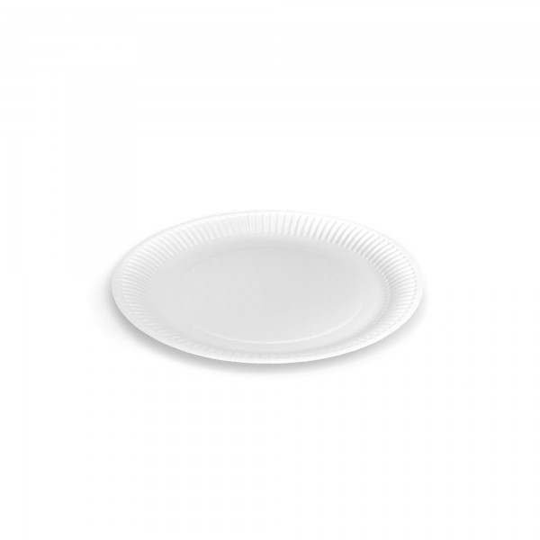 100 pz Piatti in cartoncino bianco rigato ø 22 cm
