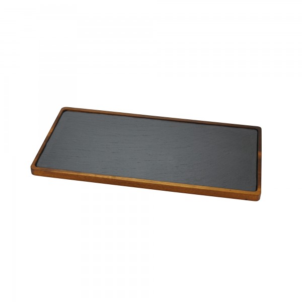 1 pz Taglieri ardesia con bordo in legno 40x20 cm