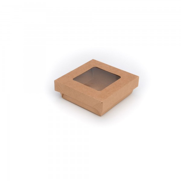 25 pz Contenitori in cartoncino con finestra 15,5x15,5x4 cm
